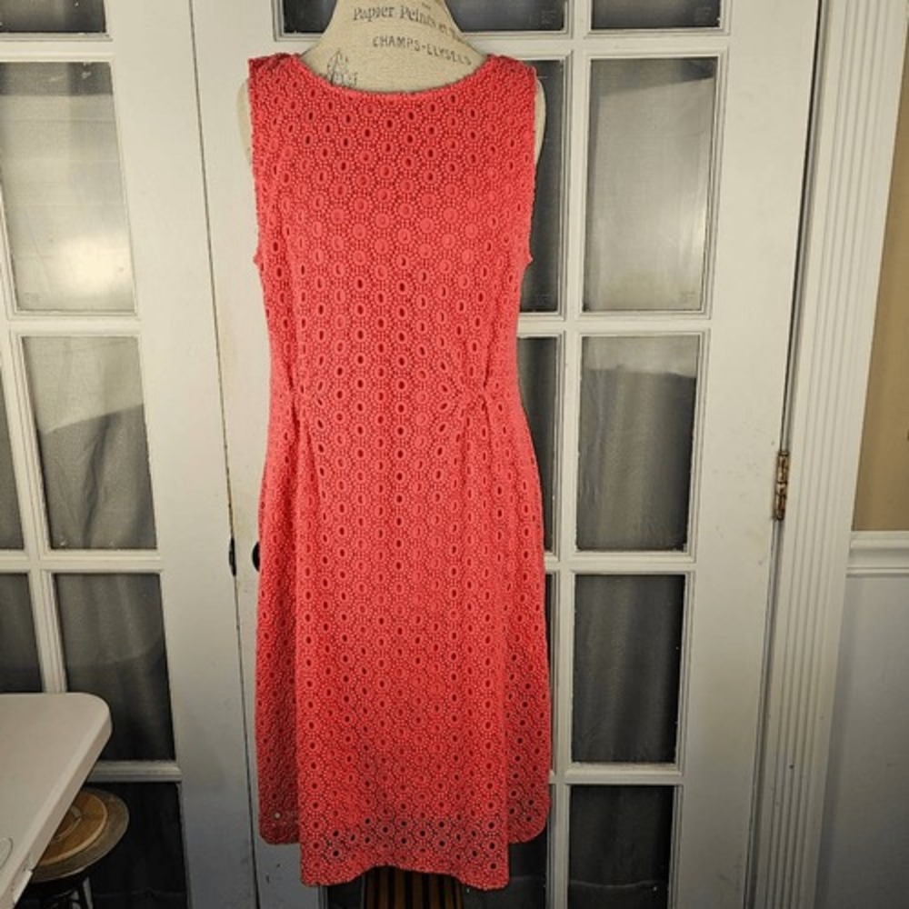 Garnet‎ Hill Womens Pink Eyelet Sleeveless Shift Dress 14